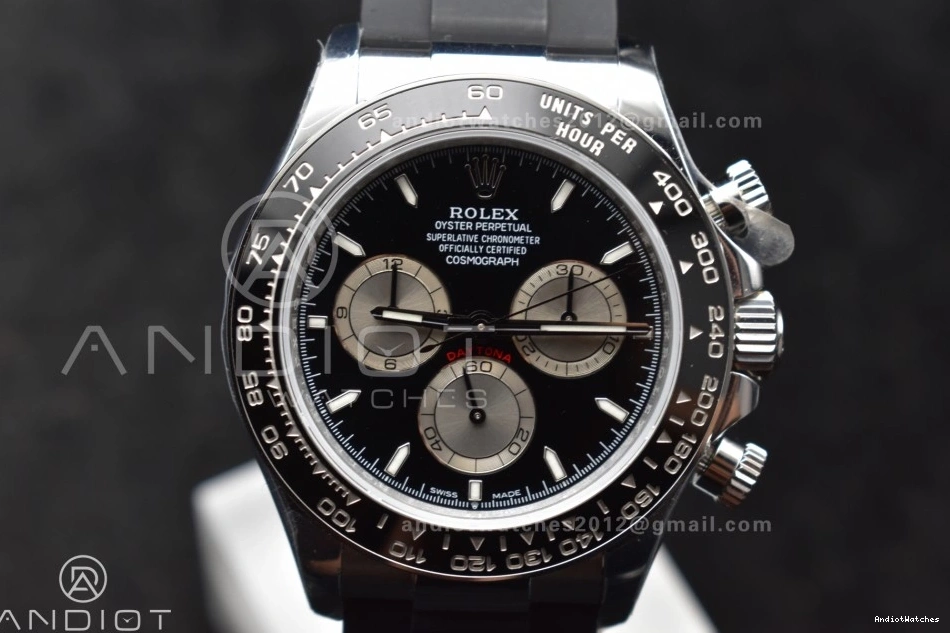 Silver Daytona Oysterflex Best V6 Edition Strap QF on 1:1 Black SH4131 Minimalist Dial 126519 821 (Weighted) 0103